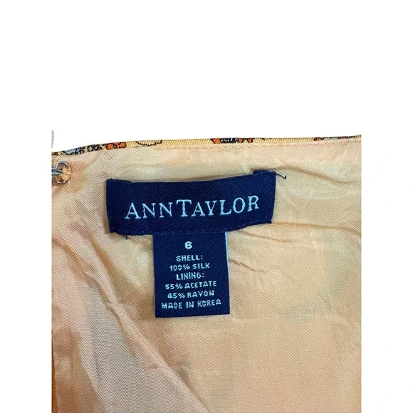 Vtg 90s Ann Taylor Orange Silk Shift Midi Dress Sz 6 Paisley Boho Cocktail Event - Picture 8 of 8